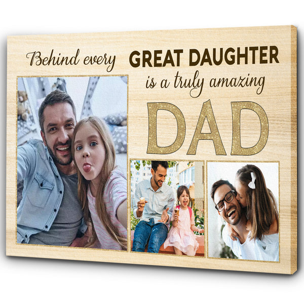 Dad & Daughter Personalized Canvas Fathers Day Gift for Daddy Amazing Dad Birthday Christmas Keepsake| N2548