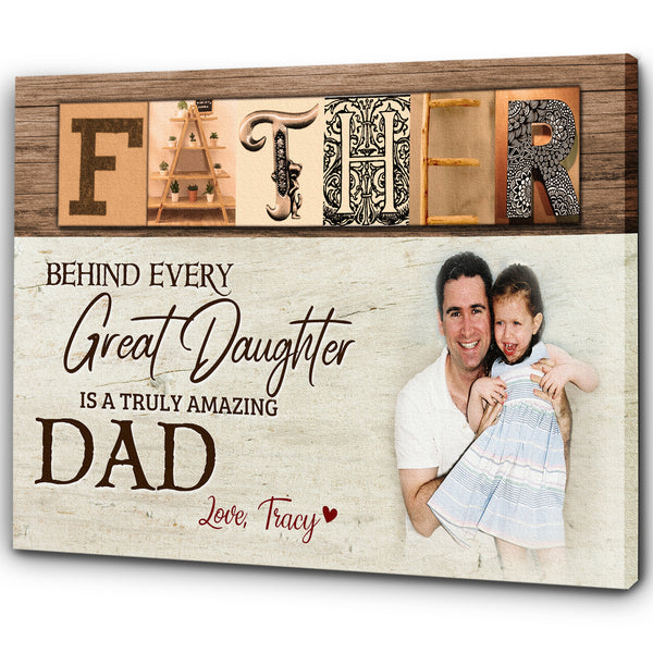 Father & Daughter Personalized Canvas Fathers Day Gift for Daddy Amazing Dad Custom Birthday Christmas| N2549