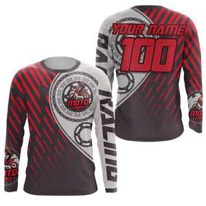 Custom red motocross jersey UV protect kid&adult dirt bike sprocket chain MX racing off-road| NMS892