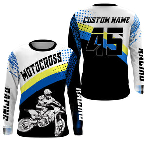 Custom motocross jersey blue UPF30+ men women kid dirt bike racing off-road motorcycle long sleeve NMS1003