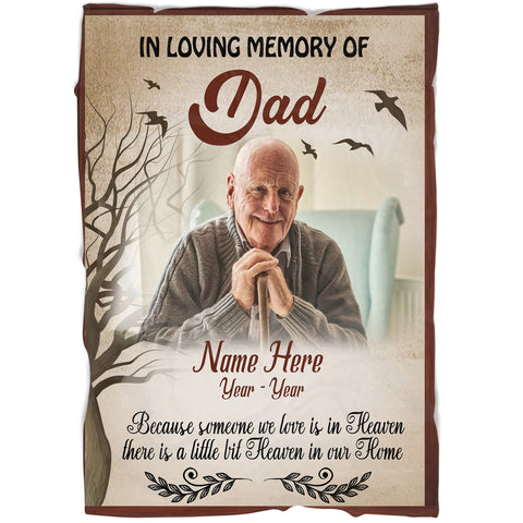 Dad Memorial Blanket| Personalized In Loving Memory| Dad Remembrance, In Heaven Father| Sympathy Gift for Loss of Father| N1729 Myfihu