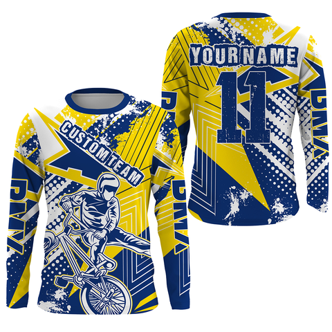 Yellow BMX racing jersey Adult&Kid UPF30+ freestyle riding shirt Extreme Cycling gear| SLC71