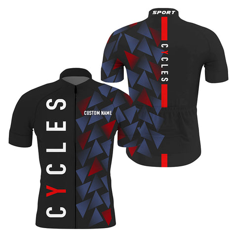 Black Mens cycling jersey with 3-rear pockets UPF50+ Custom cycle shirts Full zip bicycle clothes| SLC189