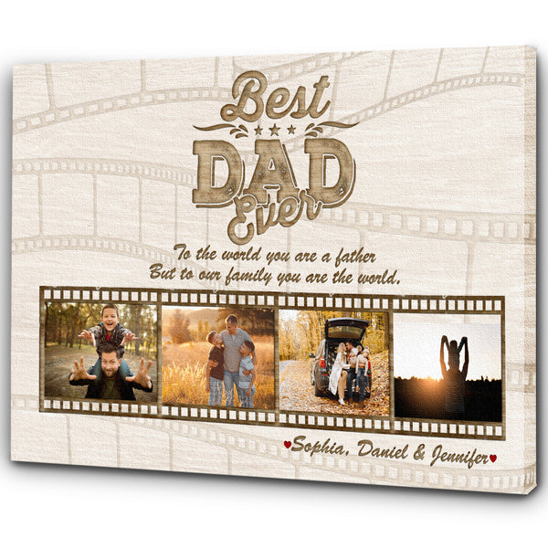 Best Dad Ever Custom Photo Collage Matte Canvas Fathers Day Gift for Daddy Birthday Christmas| N2542