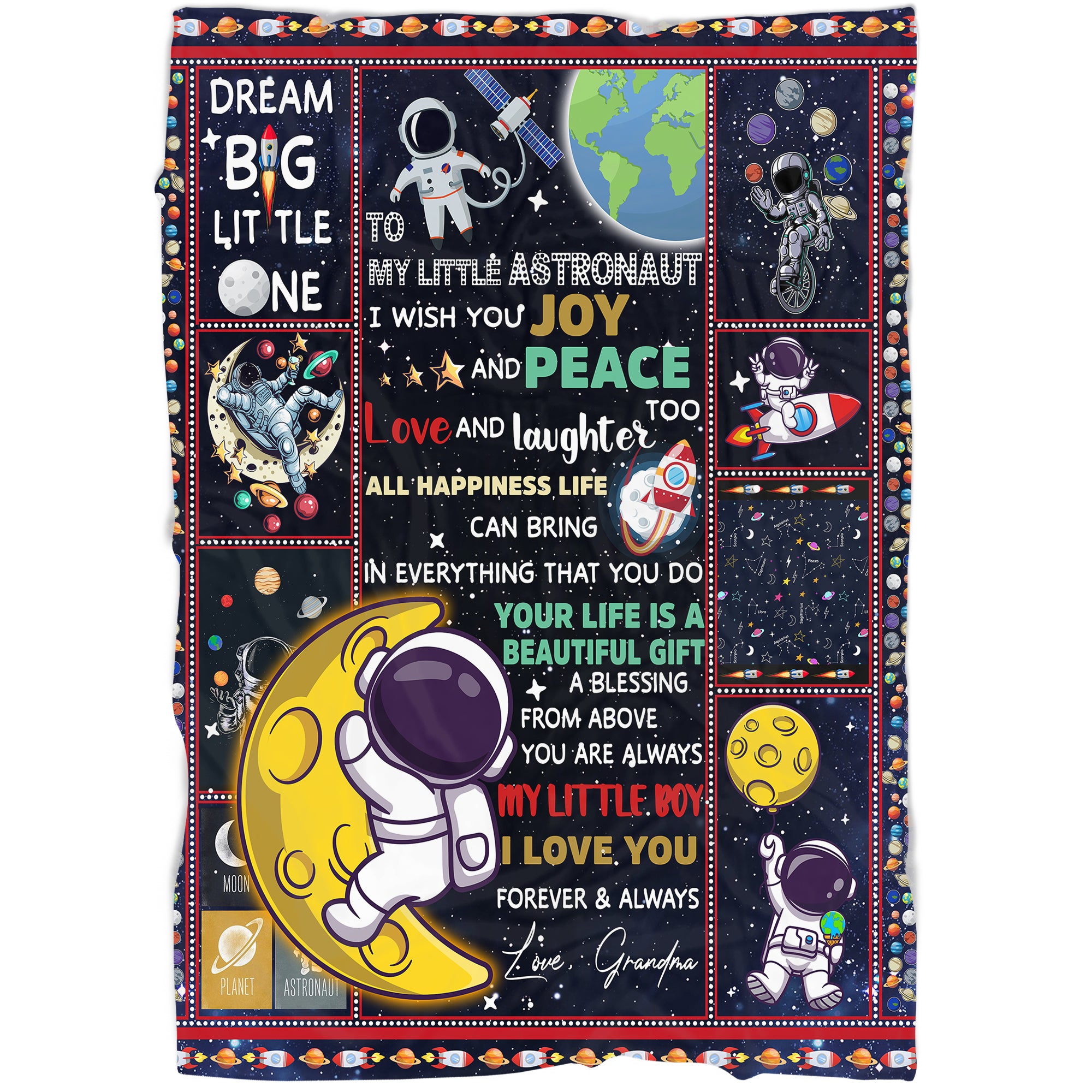 Grandson Personalized Blanket | Your Life Is A Beautiful Gift - Astronaut Blanket | Courage Fleece Throw | T933