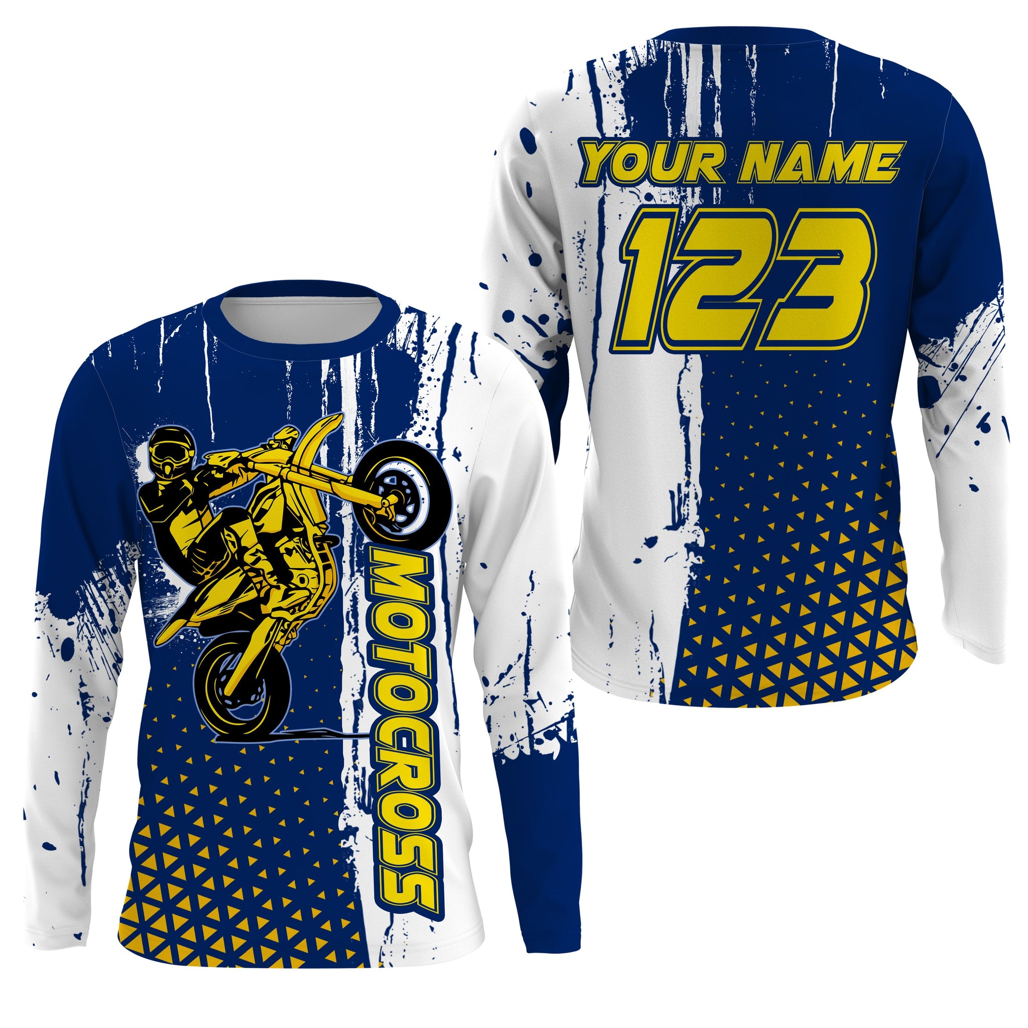 Custom motocross jersey blue kid men women UPF30+ MX racing dirt bike off-road motorcycle racewear NMS989