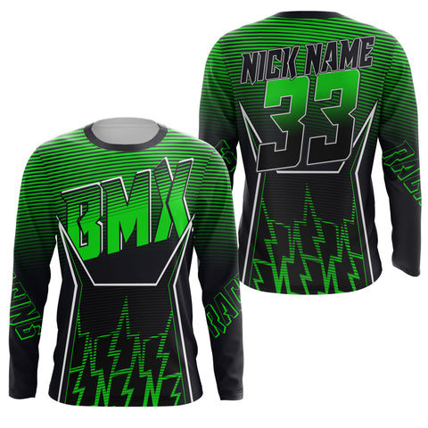 BMX racing jersey Custom Kid&Adult UPF30+ green Off-road Cycling shirt Extreme bicycle racewear| SLC52