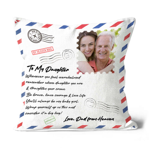 Letter from Dad in Heaven Personalized Memorial Pillow for Grieving Daughter Loss of Dad 1-sided Print| NPL78