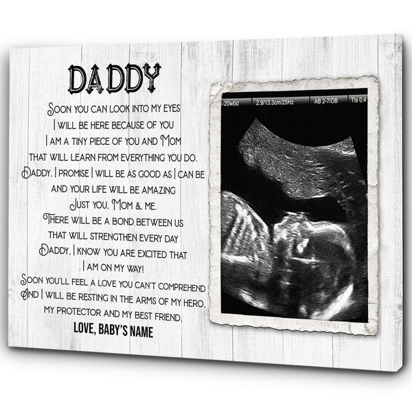 First Fathers Day Custom Sonogram Canvas Dad to Be Gift New Daddy 1st Time Father Expecting Dad Keepsake N2579