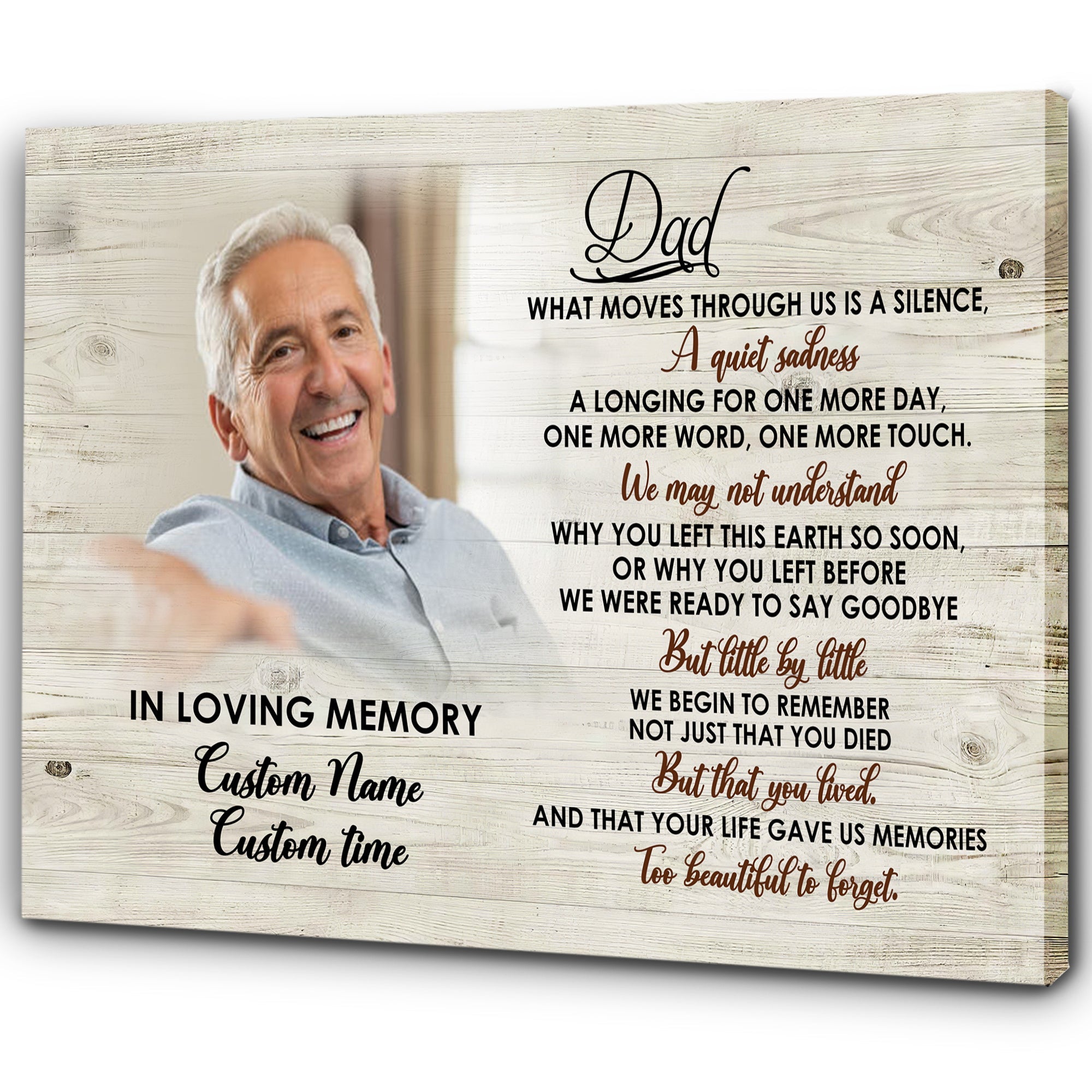 Dad Remembrance Personalized Canvas, Missing Dad Father's Day in Heaven, Sympathy Gift Loss of Father| N2596