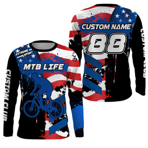 MTB Life Team USA jersey Kids adult flag shirt UPF30+ mountain bike cycling gear Extreme shirt| SLC97