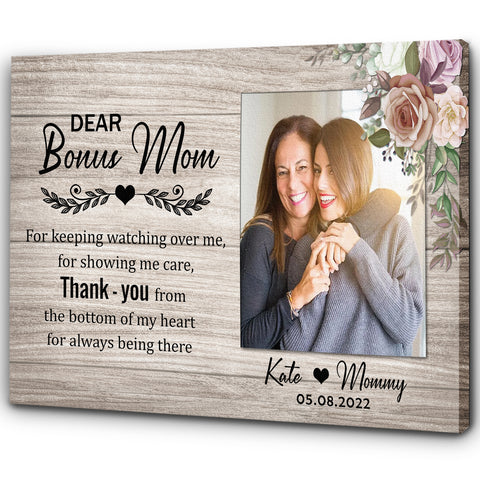 Bonus Mom Gifts| Bonus Mom Canvas, Stepped Mom Wall Art, Bonus Mom Quotes, Stepmother Gifts, Step Mom Gifts, Custom Canvas for Step Mom on Happy Mother’s Day, Christmas| AP571