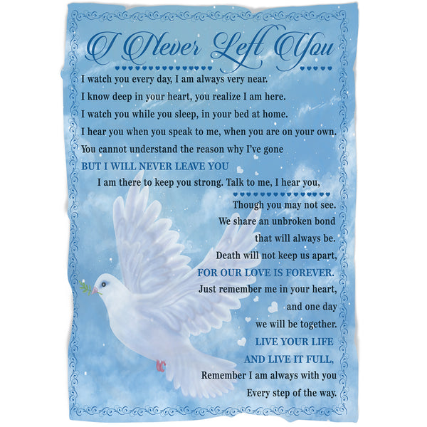 Memorial Blanket for Loss of Loved One Sympathy gifts for Dad Mom I Never Left You Sherpa Blanket VTQ19