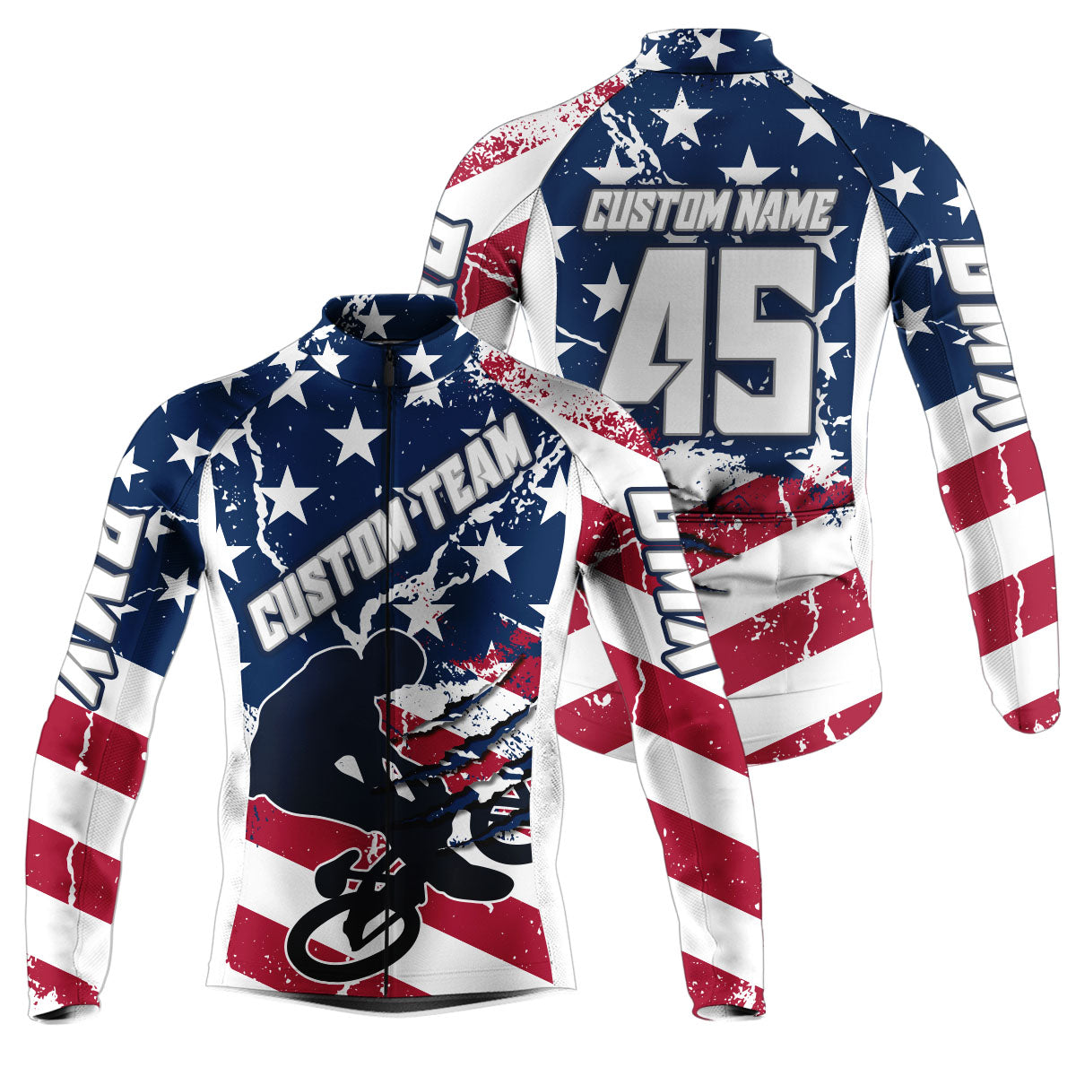 American Mens BMX cycling jersey with 3 pockets Custom Anti-UV enduro racing shirt USA cycle gear| SLC67