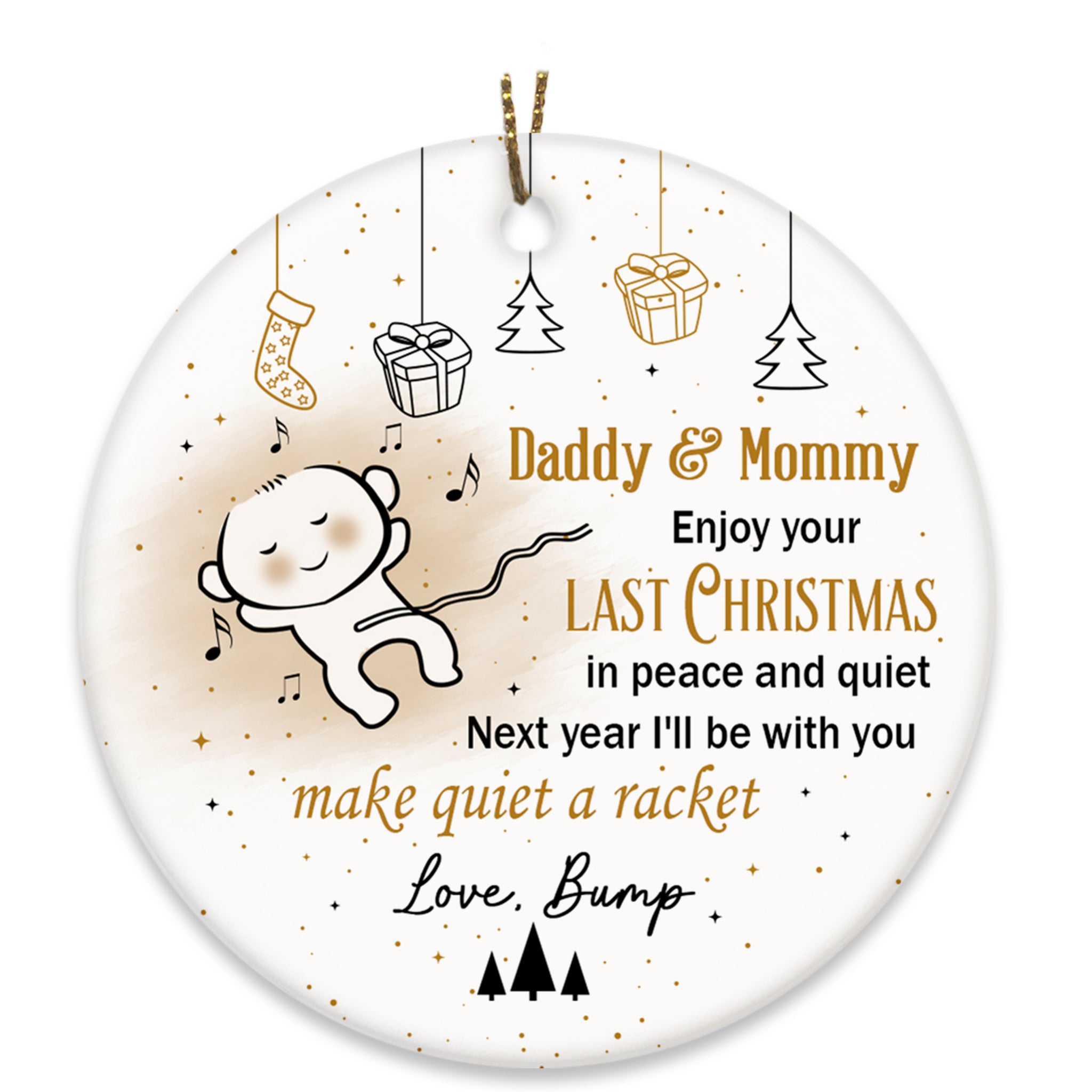 New Baby Christmas Ornament - Cute Ornament Gift for Dad to Be, Expecting Mother on Christmas Baby Reveal Pregnancy Announcement| NOM138