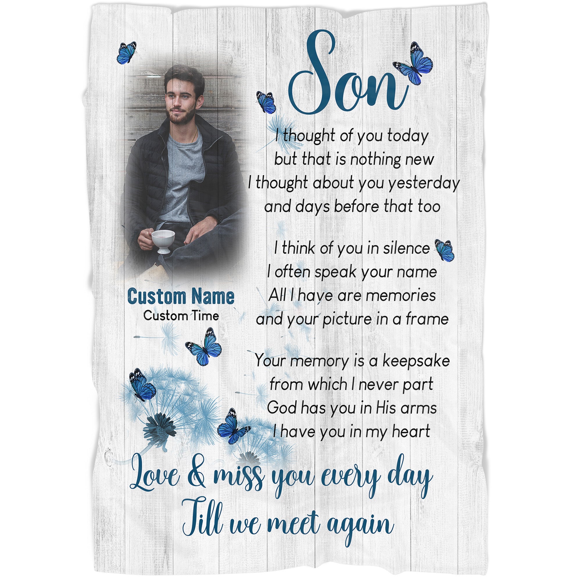 Son remembrance blanket I Thought Of You Today in memory of son sympathy blanket throw memorial gift N2634