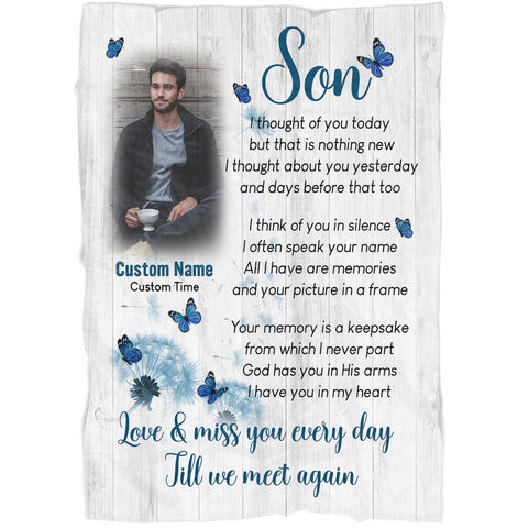 Son remembrance blanket I Thought Of You Today in memory of son sympathy blanket throw memorial gift N2634