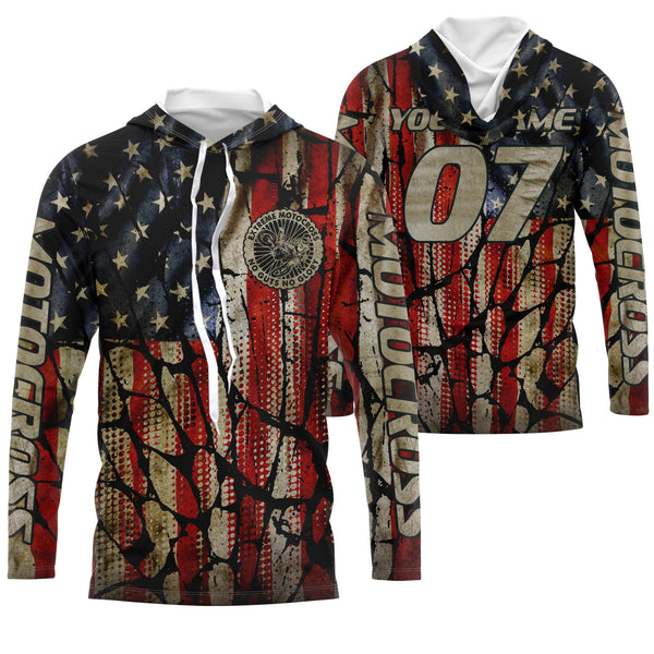 Adult&Kid custom Motocross jersey UPF30+ No Guts No Glory American flag MX dirt bike racewear| NMS926