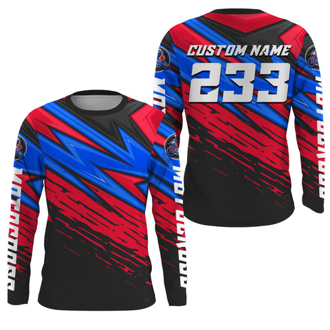 Custom Motocross jersey UPF30+ kid&adult blue red dirt bike racing off-road motorcycle racewear NMS945