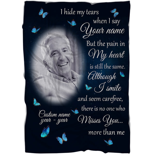 Memorial Blanket| Missed You More Than Me  - Butterflies Custom Blanket| Meaningful Remembrance Fleece Throw, Deepest Grief Sympathy Gift for Loss of Father, Mother| T413