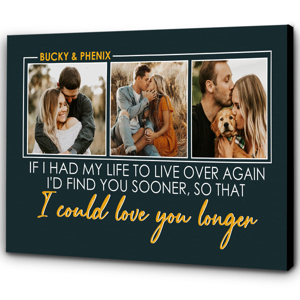 Personalized Canvas for Couple| I Wish I Met  You Sooner So I Could Love You Longer| Photo  Canvas for Her| Couple Gifts Home Decor Wall  Art on Anniversary, Birthday, Christmas CP168 Myfihu