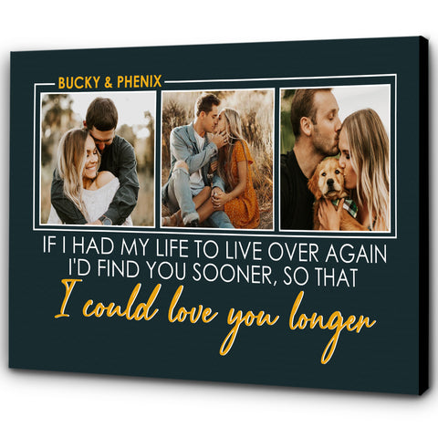 Personalized Canvas for Couple| I Wish I Met  You Sooner So I Could Love You Longer| Photo  Canvas for Her| Couple Gifts Home Decor Wall  Art on Anniversary, Birthday, Christmas CP168 Myfihu