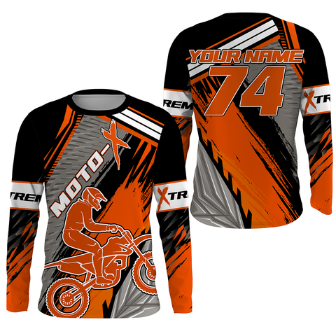 Custom orange motocross jersey UV protect kid&adult dirt bike extreme MotoX off-road long sleeve| NMS885