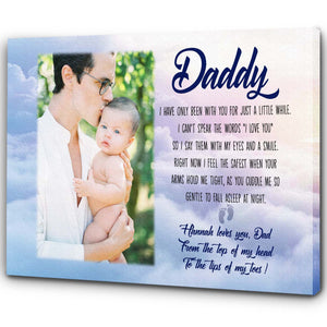 New Dad Personalized Canvas First Father's Day Gift for New Daddy 1st Time Father Gift Custom Baby Photo N2546