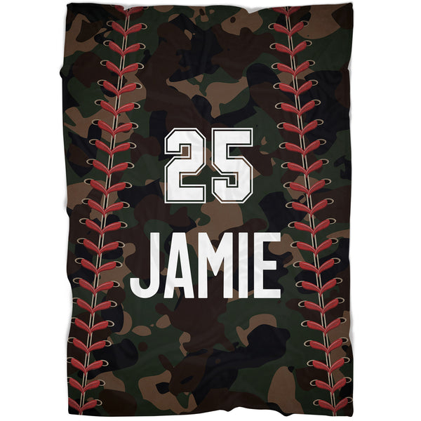 Baseball Personalized Blanket | Camo Baseball Customized Name Blanket for Baseball Player, Son| TB34