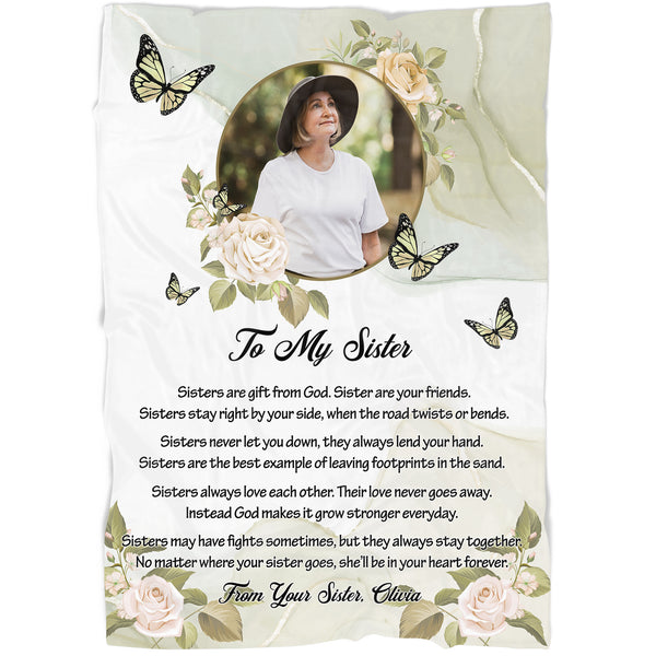 Custom Sister sympathy blanket, Remembrance gift for loss of Sister, Butterfly memorial gift BNT02