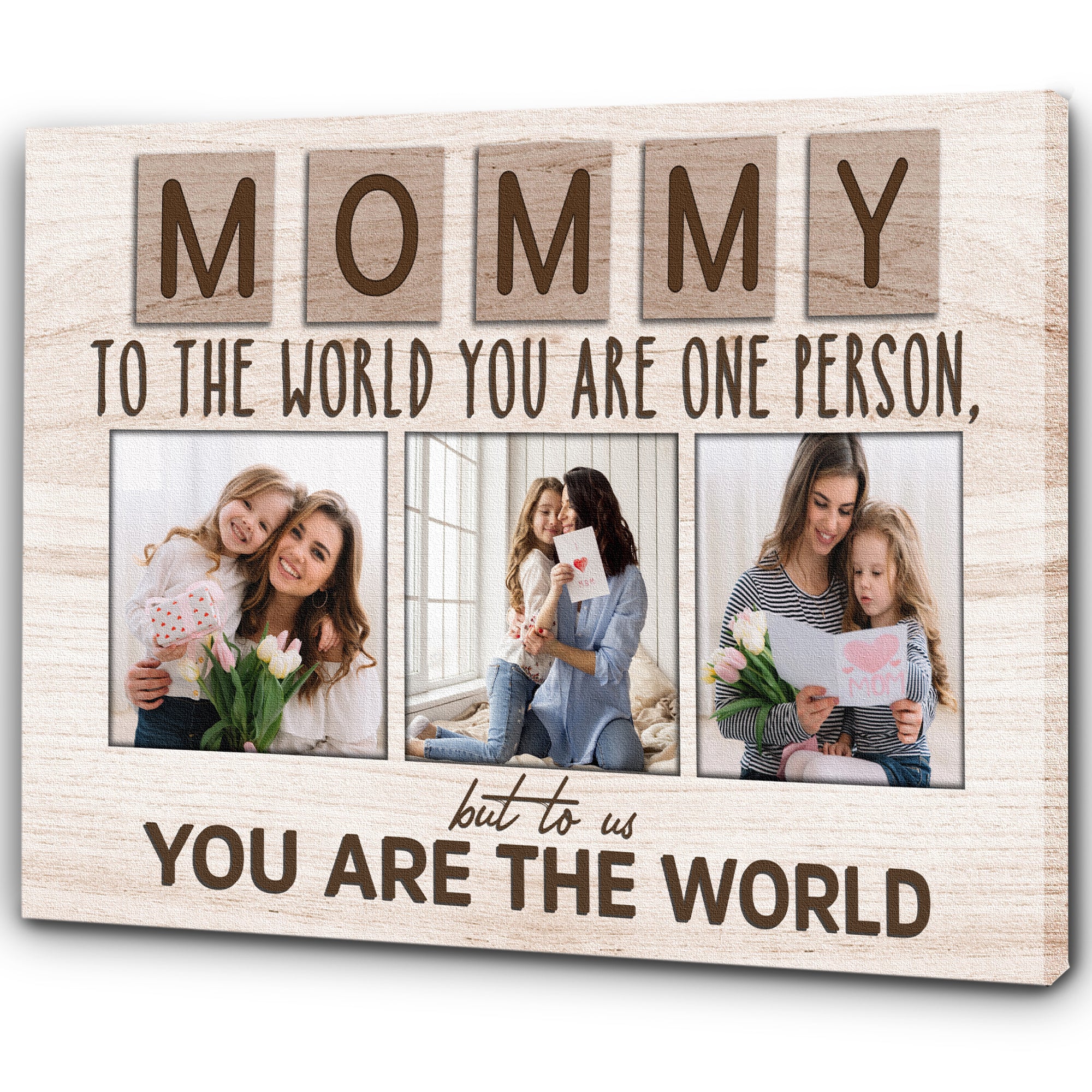 Custom Mom Canvas| Mommy You Are The World| Gift for Mom, Gift for Mother, Mom Birthday, Mother's Day Gift| JC846