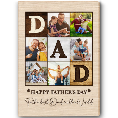 Dad Personalized Canvas Happy Fathers Day Custom Photo Collage Fathers Day Gift Keepsake for Daddy| N2607