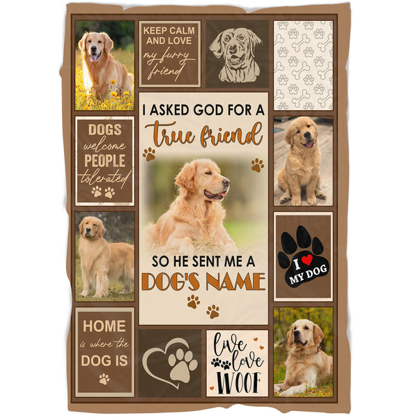 Personalized Dog Blanket for Dog Lover| A True Friend Custom Photo Blanket Gift for Dog Mom, Dog Dad, Dog Owner| Dog Fleece Blanket Dog for Men, Women| JBD334