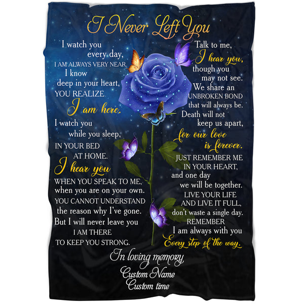 Personalized Memorial Blanket - I Never Left You Throw, Meaningful Remembrance Grief Sympathy Gift N2689