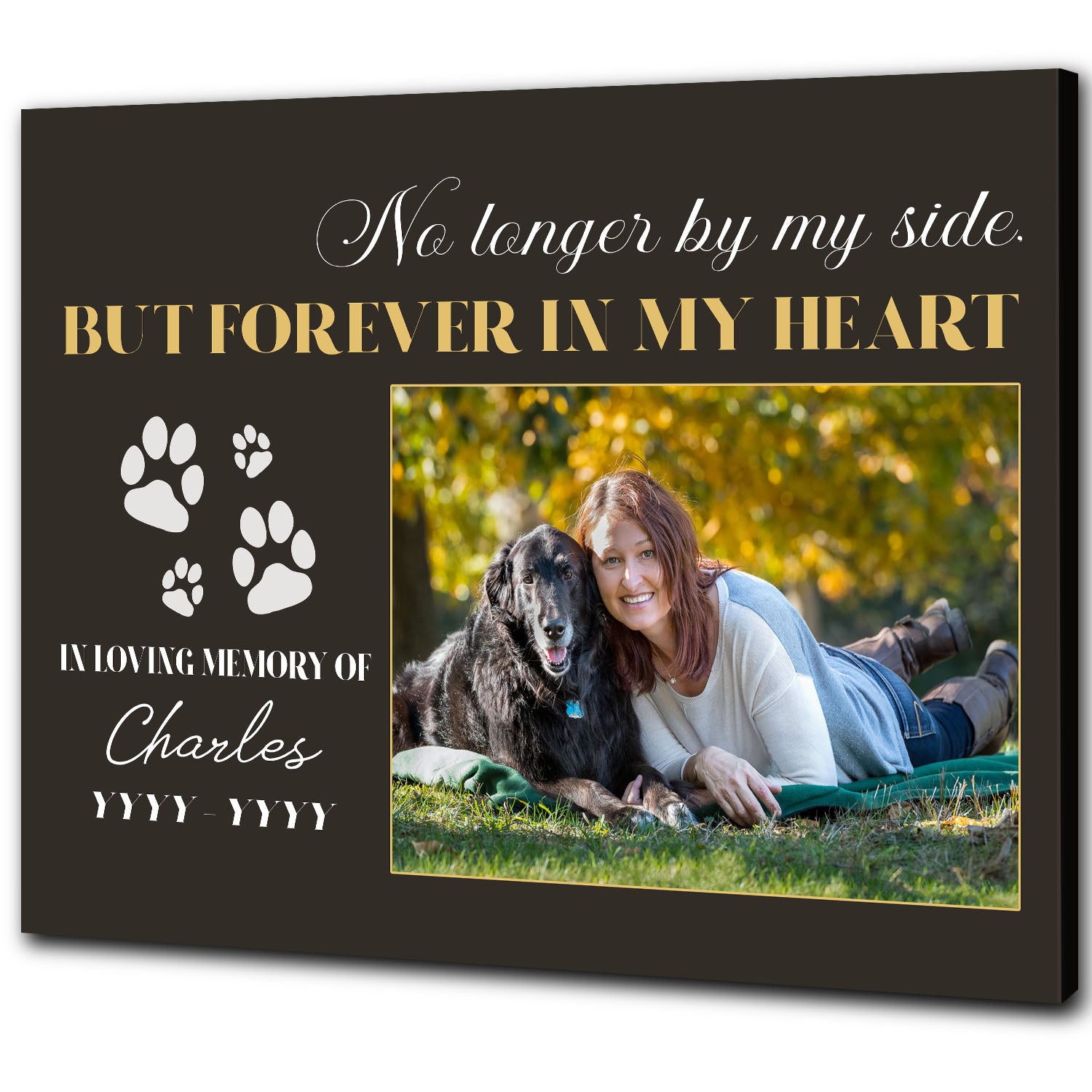 Dog Memorial Canvas| No Longer By My Side - Custom Dog Memorial Gift, Sympathy Gift for Loss of Dog| JCD801