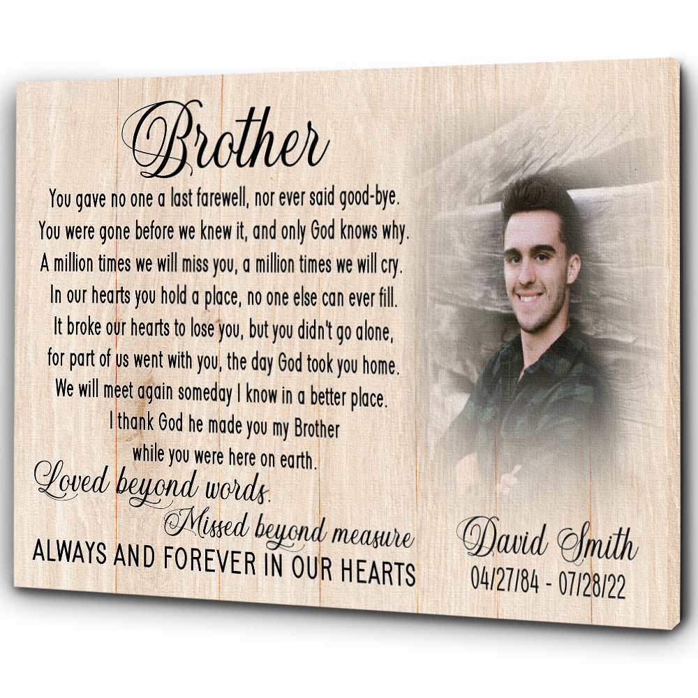 Brother memorial canvas personalized - Brother remembrance gift, bereavement loss brother in heaven CNT22