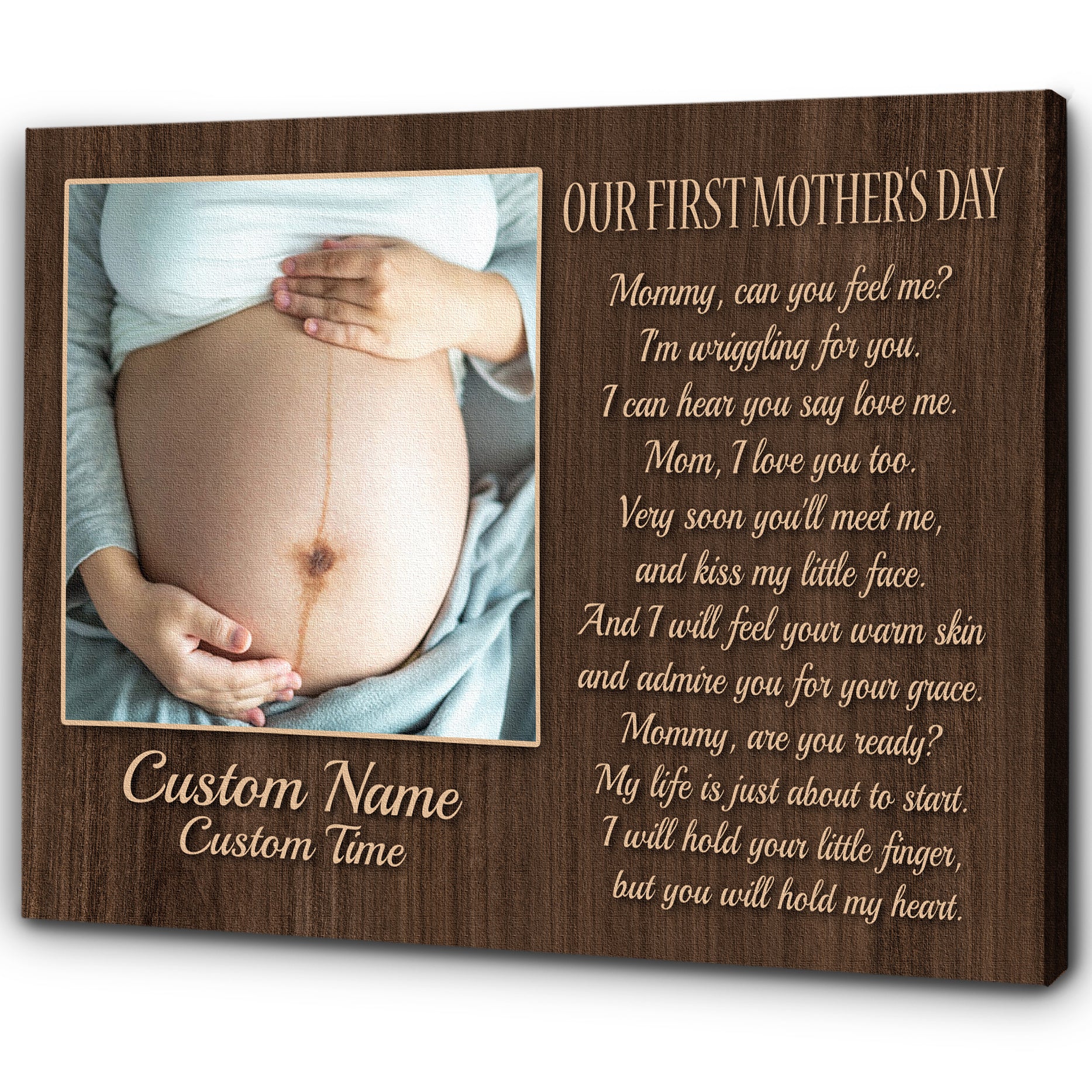 Personalized New Mom Canvas| Our First Mother's Day| New Mom Gift for Wife, Expecting Mom from Husband| JC828