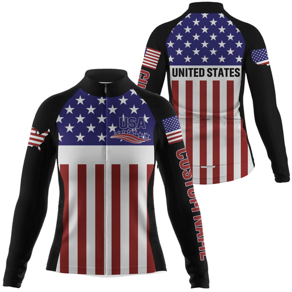 Men Women American cycling jersey UPF50+ USA bike shirt with 3 pockets full zip MTB BMX cycle gear| SLC163