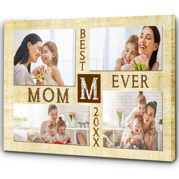 Best Mom Ever Personalized Mom Canvas, Custom Photo Collage, Mother's Day Gift for Mom Grandma| N2475