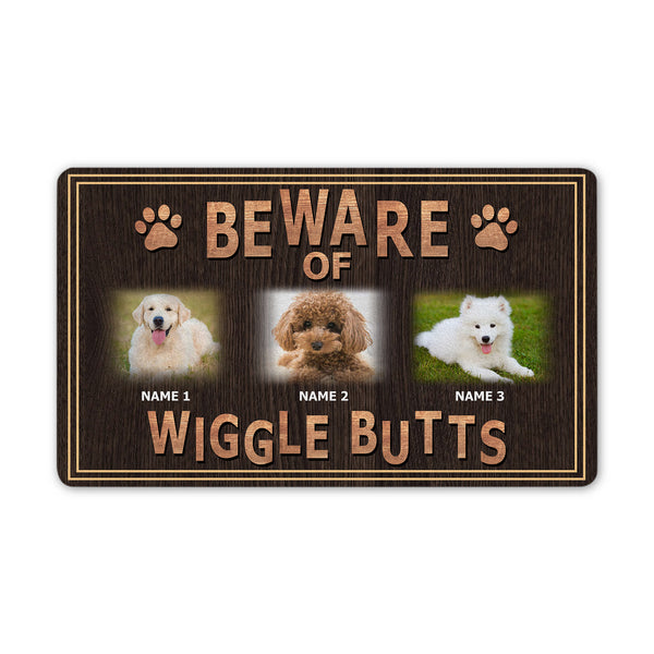 Custom Dog Doormat|  Beware of Wigglebutts Dog Welcome Mat| Gift for Dog Lover Dog Owner| Dog Mom Gifts JDM71