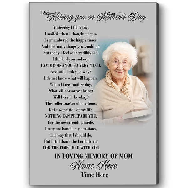 Custom Mother's Day in Heaven Memorial Canvas| Mom Remembrance Gift for Loss Mother, Loss Mom Sympathy Gift| JC850