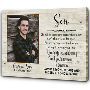 Son Remembrance Canvas | Missed Beyond Measure - In Loving Memory of Beloved Son Memorial Canvas Sympathy Gift for Loss of Son in Heaven Memorial Wall Art | T1130