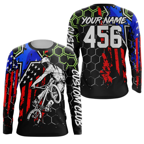 Custom Patriotic BMX racing jersey American UPF30+ Adult&Kid stunt riding Off-road Cycling team gear| SLC79