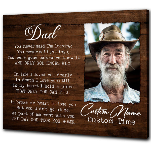 Memorial Gift for Loss of Loved One in Heaven Personalized Canvas for Loss of Dad Father Memory VTQ90