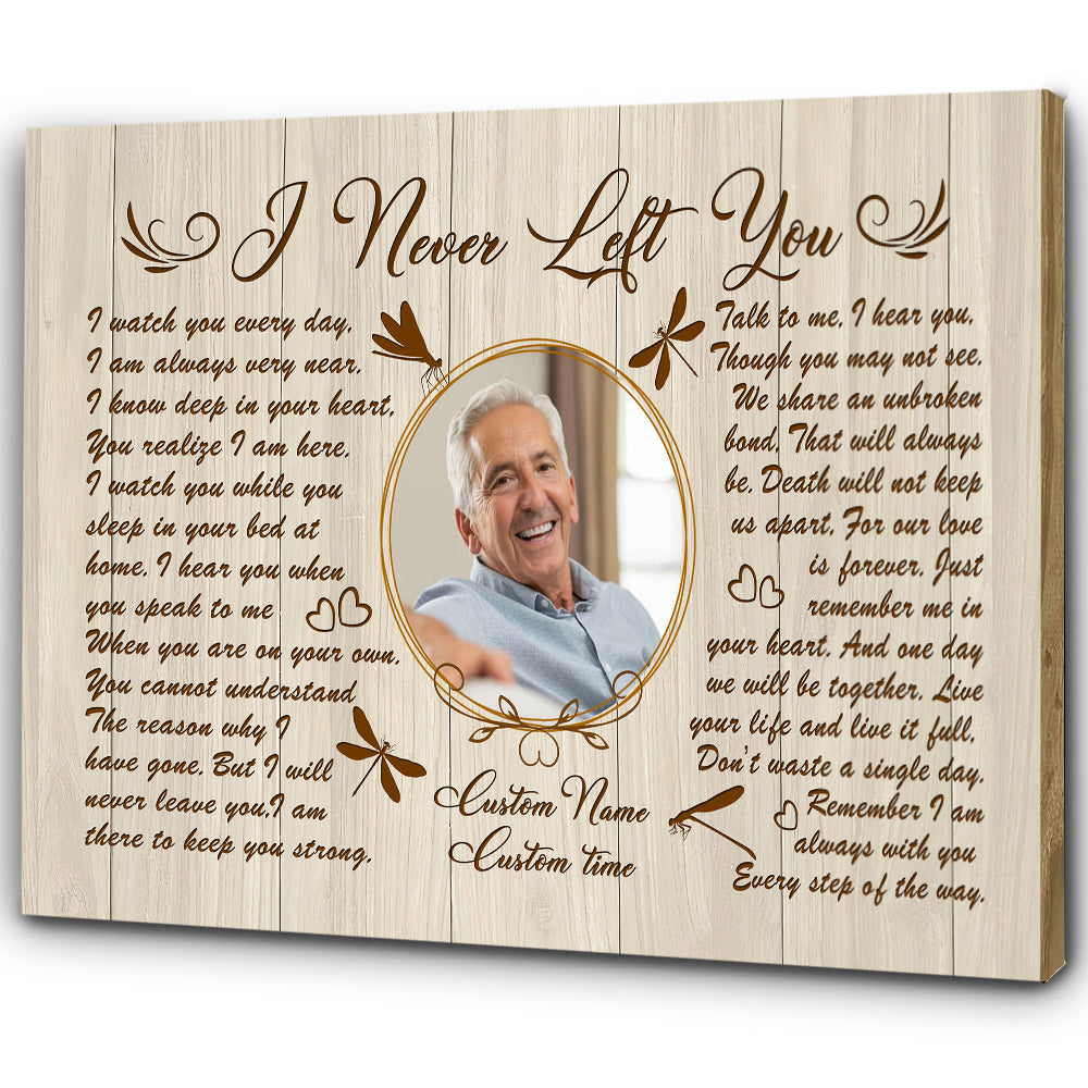 Custom Remembrance canvas - I never left you, Sympathy gift, Keepsake canvas loss of Mom Dad Brother CNT13