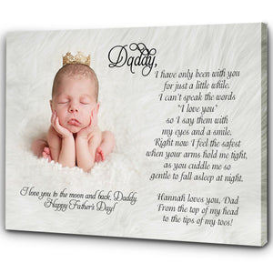 New Dad Personalized Canvas Happy First Father's Day Gift for New Daddy 1st Time Father Gift Customized| N2547