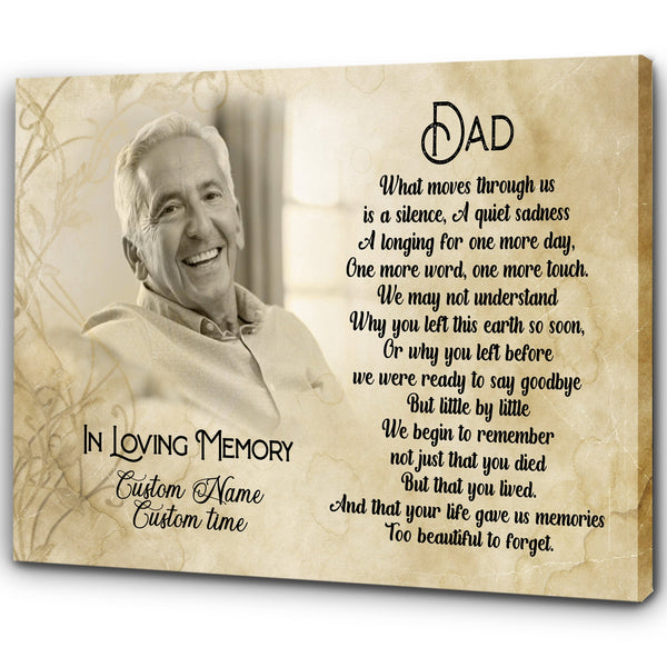 Dad Memorial Customized Canvas Remembrance Father's Day in Heaven, Sympathy Gift for Loss of Father| N2593