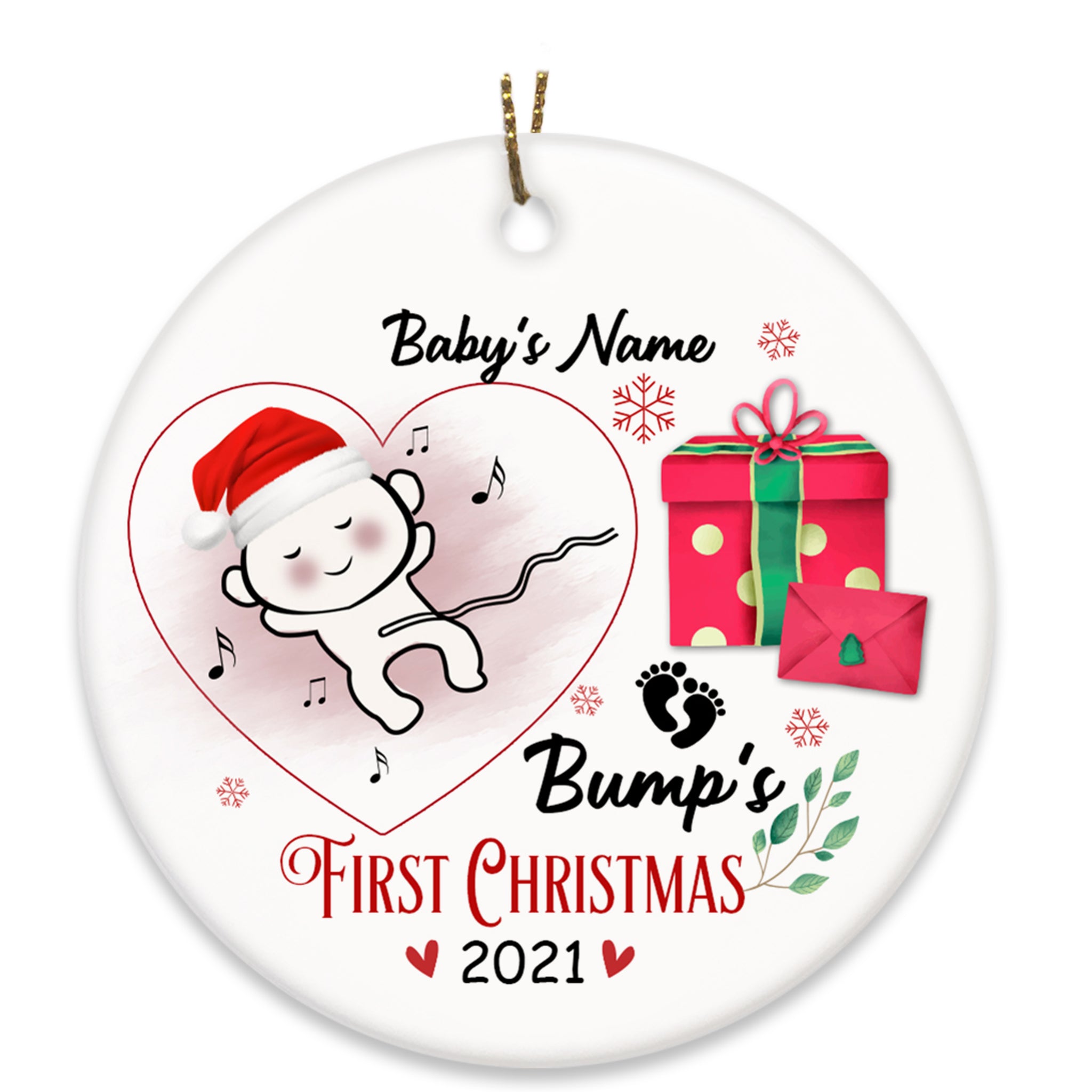 Bump's First Christmas Ornament - Cute Ornament Gift for Dad to Be, Expecting Father on Christmas Baby Reveal Pregnancy Announcement| NOM136