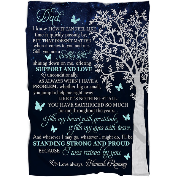 Dad Blanket| Personalized Blanket for Dad - Blue Blanket for Dad| Gift for Dad from Daughter Son| Dad Gift Father Gift for Christmas Father's Day Birthday| JB75