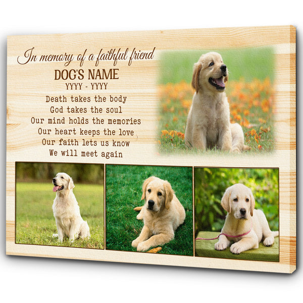 Personalized Dog Memorial Canvas| In Loving Memory of A Faithful Friend, Dog Memorial Gift, Dog Remembrance Gift, Sympathy Gift for Loss of Dog, Dog Owner, Pet Owner| JCD793